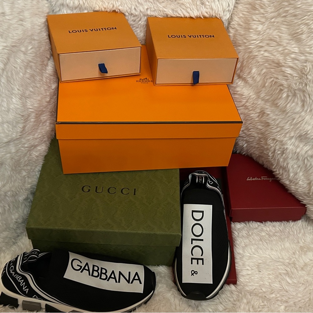 Dolce & Gabbana Black and White Slip-On Sneakers